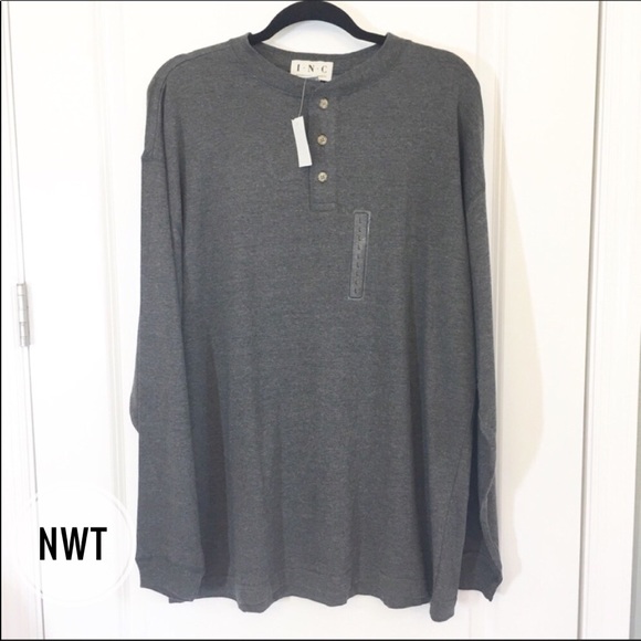 INC International Concepts Other - NWT INC Men’s Gray Long Sleeve Henley Large